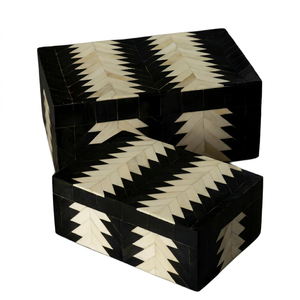 Luxury Engraved Rectangle Bone Inlay Jewelry Box with Christmas Artistic Pattern <b>for</b> Elegant Bedroom and <b>Dressing</b> <b>Table</b> Decor - Product Image 1