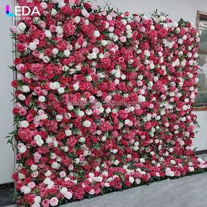 LEDA - Muro de Flores 3D Personalizado con Hortensias Rosadas y Rosas Blancas, Fondo de Boda Artificial de Seda Hecho a Mano con Efecto Suave - Product Image 1