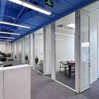 90mm Wall Thickness Aluminum Frame Steel Keel Panoramic Double Glass Partition for Luxury Residential Lobbies