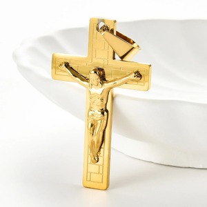 Colgante <span class=keywords><strong>de</strong></span> cruz <span class=keywords><strong>de</strong></span> acero inoxidable con diseño <span class=keywords><strong>de</strong></span> Jesús rezando, para collar, para hombre y mujer, en oro y plata, estilo punk gótico, amuleto <span class=keywords><strong>de</strong></span> cruz, joyería vintage, regalos. - Product Image 2