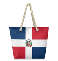 Sac fourre-tout avec drapeau de la Dominique, avec poignées en corde de chanvre, grande capacité, durable, imperméable, sac à bandoulière polyvalent pour le travail, les voyages, la plage