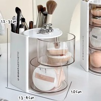 Boîte de rangement de cosmétiques de bureau rose anti-poussière, grande capacité, style luxe léger, pour poudres, coussins de teint et rouges à lèvres