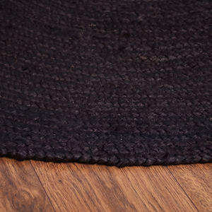 Tapis en jute organique noir de haute qualité, tressé à la main, à poils ras, épaisseur moyenne, pour salon, chambre, couloir, patio, décoration intérieure - Product Image 4