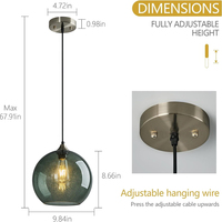 Lampe suspendue moderne en verre vert gris cuisine îlot chambre salon salle à manger luminaires lustres lampes suspendues