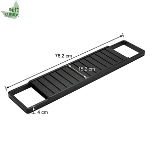 Plateau de bain extensible en bambou noir avec fentes, organiseur de bain de luxe pour spa, pour <span class=keywords><strong>le</strong></span> rangement du vin, des livres, des tablettes et des serviettes - Product Image 2
