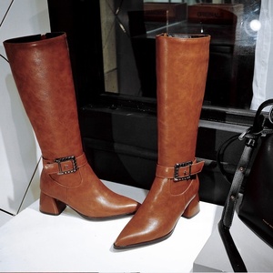 Women's Knee High <b>Boots</b> Chunky Block Heel Long <b>Boots</b> Pointed Toe Side Zipper Knight <b>Boots</b> Women Winter Shoes - Product Image 6