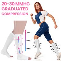Chaussettes de compression sans orteils à fermeture éclair avec logo personnalisé 20-30 mmHg pour femmes et hommes, hauteur genou, pour voyage et usage quotidien, soutien compressif progressif
