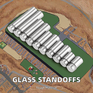 Support de verre sans cadre en alliage avec patin en caoutchouc antidérapant, support publicitaire en acier inoxydable avec clous de fixation - Product Image 2