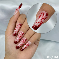 Uñas postizas al por mayor con efecto de sangre para Halloween, largas, estilo ataúd/bailarina, góticas, de marca privada, uñas artificiales al por mayor