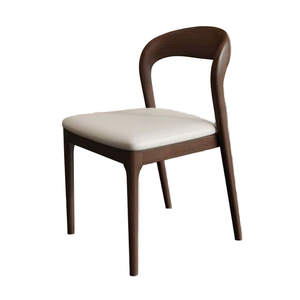 Nordico moderno minimalista in legno massello in pelle sedia da pranzo schienale Design portatile per l'home Office Hotel ristorante noce - Product Image 1