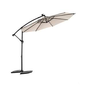 Parasol de terrasse solaire LED de 3 m, kaki, avec bras déporté, pour jardin et cour (base non incluse) - Product Image 1