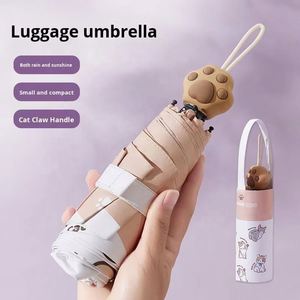 Nuevo Paraguas Plegable de Bolsillo con Protección UV, Resistente al Sol y la Lluvia, de Nailon 190T, con Diseño de Pata de Gato, Creativo, con Bolsa, Personalizable - Product Image 2