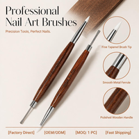 Nouvelle Arrivée 2026 – Pinceau à ongles double face en bois de santal, conception flexible pour la sculpture, idéal pour la peinture 3D d'ongles DIY à domicile
