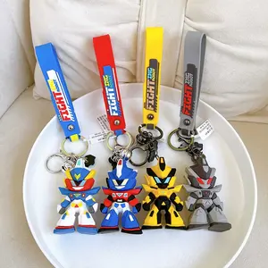 Factory Supplier Wholesale PVC Rubber 3D Cartoon Trans formers Keychain Mini Anime Robot Figure Key Chain Rings For Boy Kids