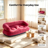 Canapé gonflable double avec accoudoirs et dossier, chaise de loisirs floquée pour 2 personnes, canapé gonflable portable pour tente extérieure