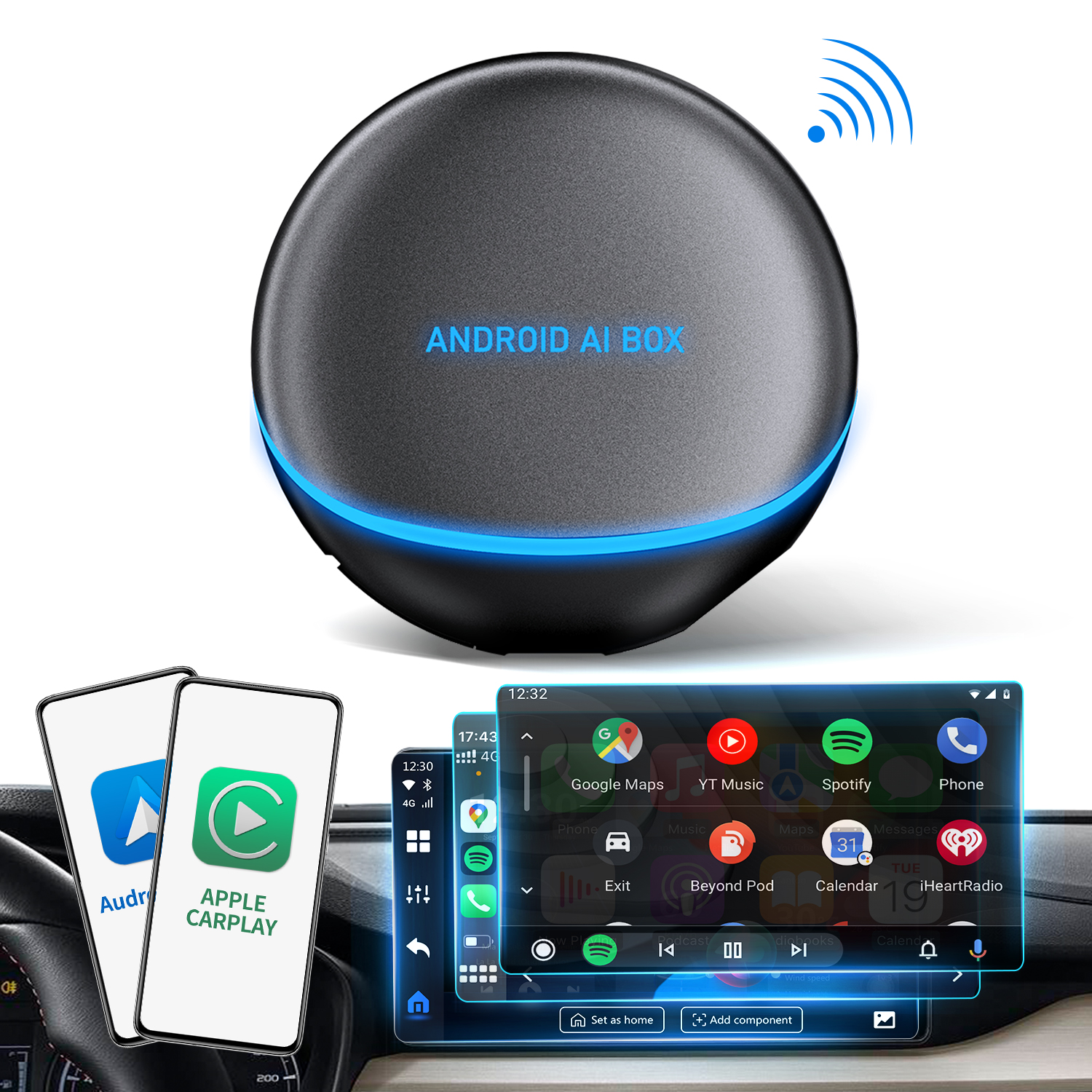 Ottocast Android AI Box - Universal Carplay & Auto Adapter
