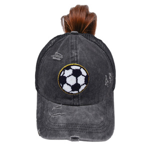 Casquette de football rétro américaine brodée, tendance streetwear, tenue quotidienne, maille personnalisable - Product Image 4