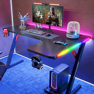Bureau de jeu intelligent électrique réglable en hauteur RGB en forme de <span class=keywords><strong>L</strong></span> avec plateau d'extension pour ordinateur - Product Image 3