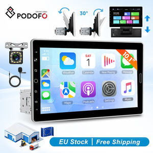 วิทยุติดรถยนต์ Podofo ขนาด 10.1 นิ้ว แบบ Single Din เครื่องเล่น MP5 มัลติมีเดีย รองรับ Carplay และ Android Auto พร้อมระบบควบคุมพวงมาลัย หน้าจอ IPS แบบหมุนได้ พร้อมไมโครโฟน - Product Image 1