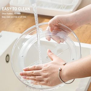 レイジースーザン ラウンド エコフレンドリー PETプラスチック製 透明回転式ターンテーブル 食品保存容器 キャビネット パントリー 冷蔵庫 キッチン用 - Product Image 3