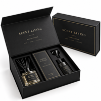 Boîte d'emballage pour diffuseur de parfum, design luxueux, fermeture magnétique personnalisée, boîte cadeau noire et blanche pour ensembles de diffuseurs parfumés
