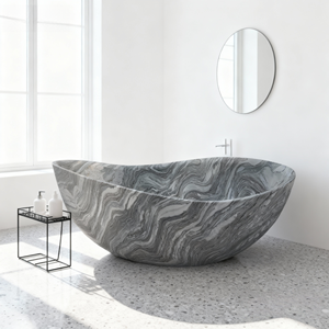 Nouvelle conception de baignoire autoportante isolante thermiquement, en marbre <span class=keywords><strong>naturel</strong></span>, moderne, avec drain pour salle de bain - Product Image 1