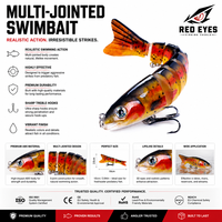 Kit de leurres nageurs huit sections Red EYES pour hareng - Appât de surface pour poisson-chat et saumon 18g/128mm en ABS/PVC pour rivière/lac/ruisseau
