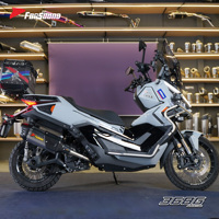 Système d'échappement pour scooter Zontes 368G 2026, prix de gros usine Forsound, conception de protection en fibre de carbone, tube avant central