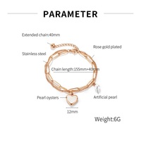 Bracelet multi-couches élégant en acier inoxydable de luxe léger, design ajouré simple avec breloque cœur, pour femme, cadeau bijou