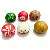 Boîte de jouets Squishy en forme de boulettes de Noël, 6 styles festifs en TPR à rebond lent, jouet anti-stress, boîte de présentation pour comptoir, vente en gros