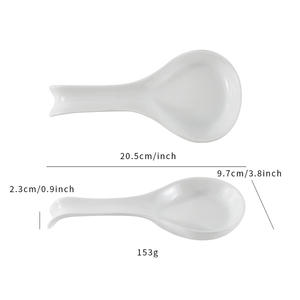 Repose-cuillère en céramique blanche Df1532, couleur unie, lavage à la main uniquement, pour usage en cuisine - Product Image 3