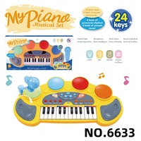 Set de Piano y Batería para Niños, Teclado Electrónico de 24 Teclas con Micrófono, Juguete Educativo Musical con Luces Intermitentes