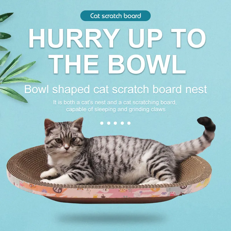 2 in 1 แมวเตียง Scratcher กระดานกลมนอน Scratching กระดานที่ถอดออกได้ Cat Scratcher เตียงสัตว์เลี้ยง