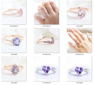 Women Jewelry 925 Sterling Silver Amethyst <b>Ring</b> Half Eternity Classic <b>Dainty</b> Gemstones Wedding Promise <b>Ring</b> - Product Image 4
