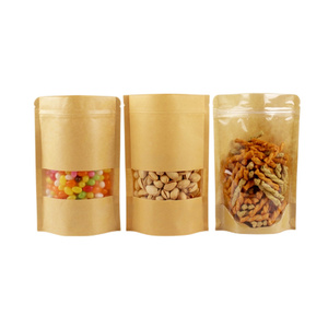 Bolsa de papel kraft colorida personalizada, bolsas de embalaje para medicina, frutos secos, pan, pastel, semillas, con ventana transparente y cremallera - Product Image 3