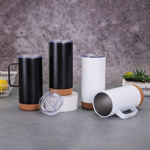 Tasse à café isotherme en acier inoxydable 304 de 16 oz avec base en liège et poignée, pour voiture - Product Image 1