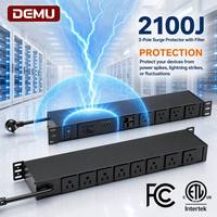 Medidor LCD Digital 1+1U, PDU de 19 Pulgadas para Montaje en Rack, Protector contra Sobretensiones de 2100J, 12 Tomas de Corriente US de 15A, Regleta de Alimentación para Rack de Servidores de Centro de Datos