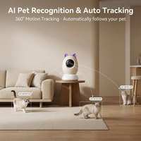 Caméra intelligente pour animaux de compagnie 2K HD avec suivi automatique par IA et jouet laser interactif 360° °   Moniteur vidéo à distance WiFi pour chats et chiens, certifié FCC CE RoHS