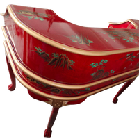 Table de toilette orientale antique pour salon |   Coiffeuse en bois artisanale avec panneau décoratif et rangement à tiroirs, miroir de maquillage inclus