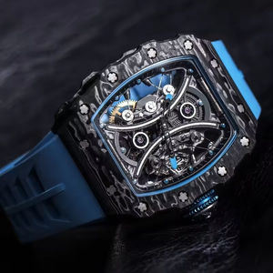 นาฬิกาข้อมือผู้ชายสุดหรู รุ่น 53-01 ตัวเรือนคาร์บอนไฟเบอร์ กระจกแซฟไฟร์ หน้าปัด 3 มิติ โครงกระดูก ดีไซน์ทรงถังไวน์ ระบบจักรกลอัตโนมัติ - Product Image 4