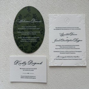 Juego de Tarjetas de Invitación de Boda Personalizadas, Impresas en Letterpress, con Papel de Algodón Repujado - Product Image 1