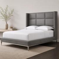 Maßgefertigtes Modernes Designer-Lederbett mit Rechteckigem Kanalgestell, Metallbasis und Anpassbarem Kopfteil für Luxushotels