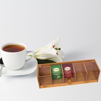 Boîte de rangement pour boissons rétro en bambou, style simple, à cinq compartiments, porte-sachets de thé polyvalent, portable