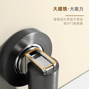 Loquet de porte mural magnétique anti-collision en acier inoxydable 304, aimant puissant et épaissi haute résistance - Product Image 1