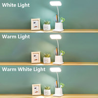 Lampe de bureau LED à col de cygne en ABS rechargeable avec éclairage de maison réglable de couleur blanche avec porte-stylo Tailles moyennes