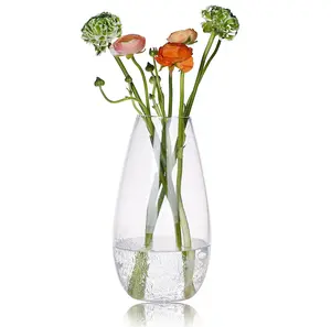 桌面大中心家居装饰12英寸圆形透明手工吹制玻璃花瓶