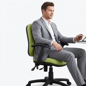 Chaise de bureau ergonomique de direction avec accoudoirs fixes, assise en tissu, hauteur réglable, base pivotante, dossier solide, design moderne pour appartement - Product Image 1