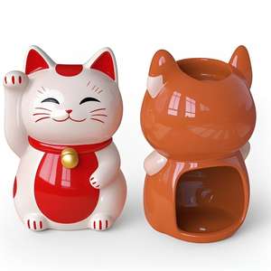 <span class=keywords><strong>Diffuseur</strong></span> d'arômes en céramique pour chat-Brûleur d'huile en céramique de conception de chat porte-bonheur peint à la main, décor de parfum de maison <span class=keywords><strong>zen</strong></span> - Product Image 2