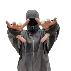 Sudadera con Capucha y Máscara Facial Integrada, Estilo Vintage, de Alta Calidad, con Bordado 3D de Invierno y Año Nuevo, de Secado Rápido, para Hombre - Product Image 1