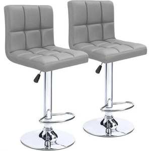 Modern Faux PU Leather <b>Bar</b> <b>Stool</b> Grid Quilted Back Chrome Metal Base Adjustable <b>Swivel</b> Counter Chair for Home <b>Bar</b> Restaurant Hot - Product Image 4